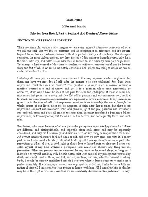 personal identity audit pdf|David Hume Of Personal Identity Selection from Book I, Part 4, .